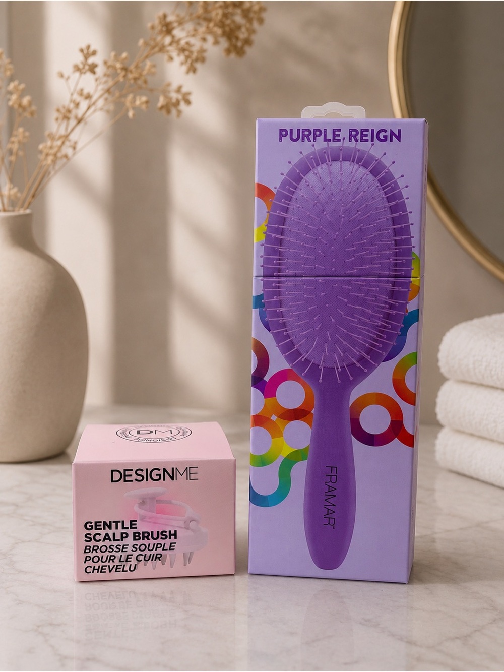Framar Purple Reign Brush + DesignMe Scalp Brush Set NEW